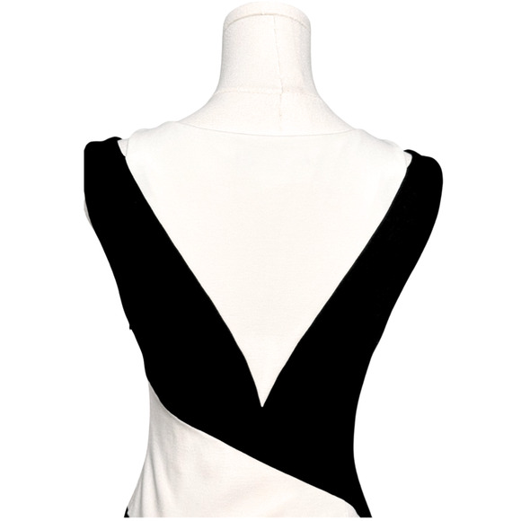 Karen Millen Black White Color Block Ponte Roma Bodycon Sleeveless Dress Size 6 - Picture 8 of 10